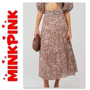 NWT MINKPINK JEDDA BELTED MIDI SKIRT